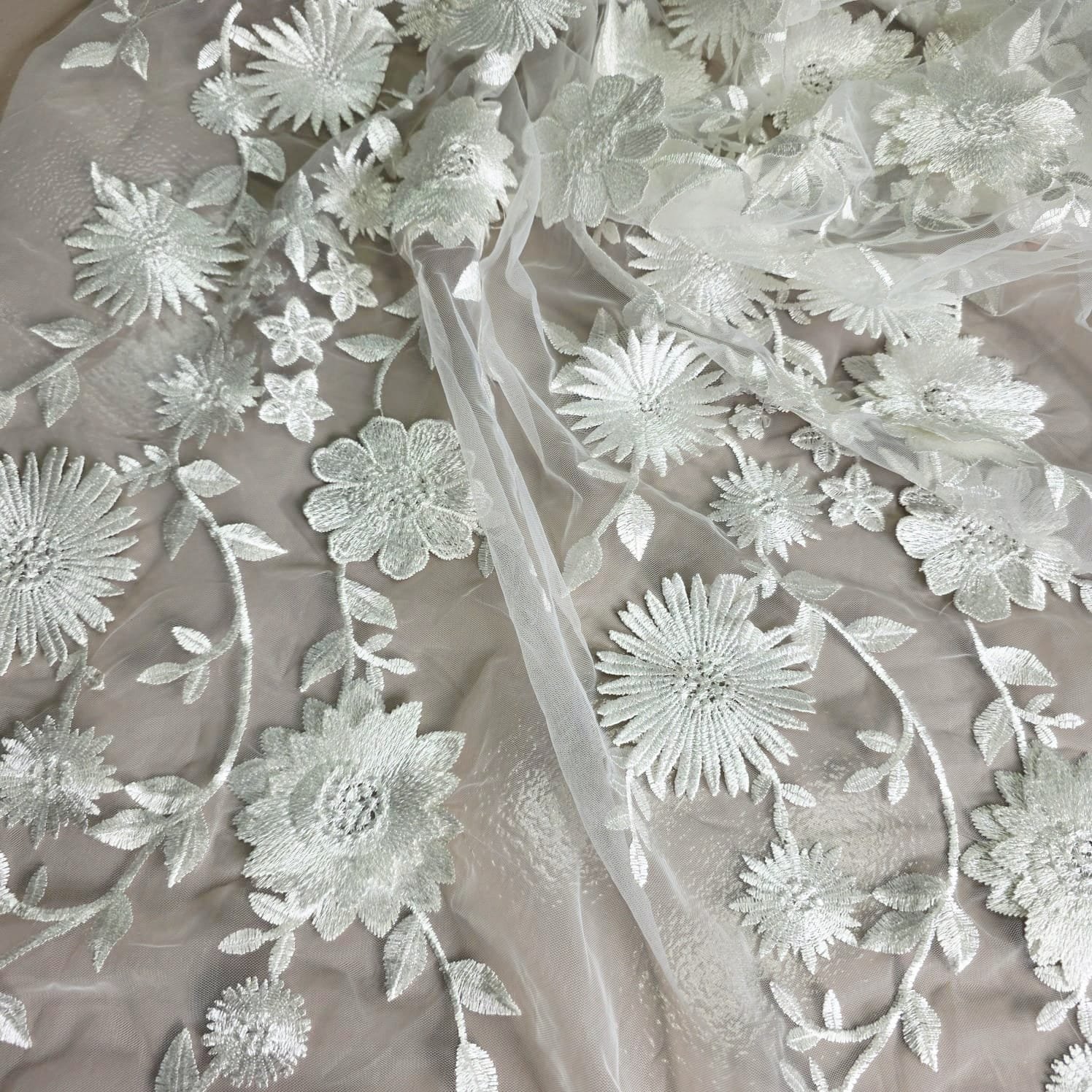 Detailed bridal lace for a bespoke gown